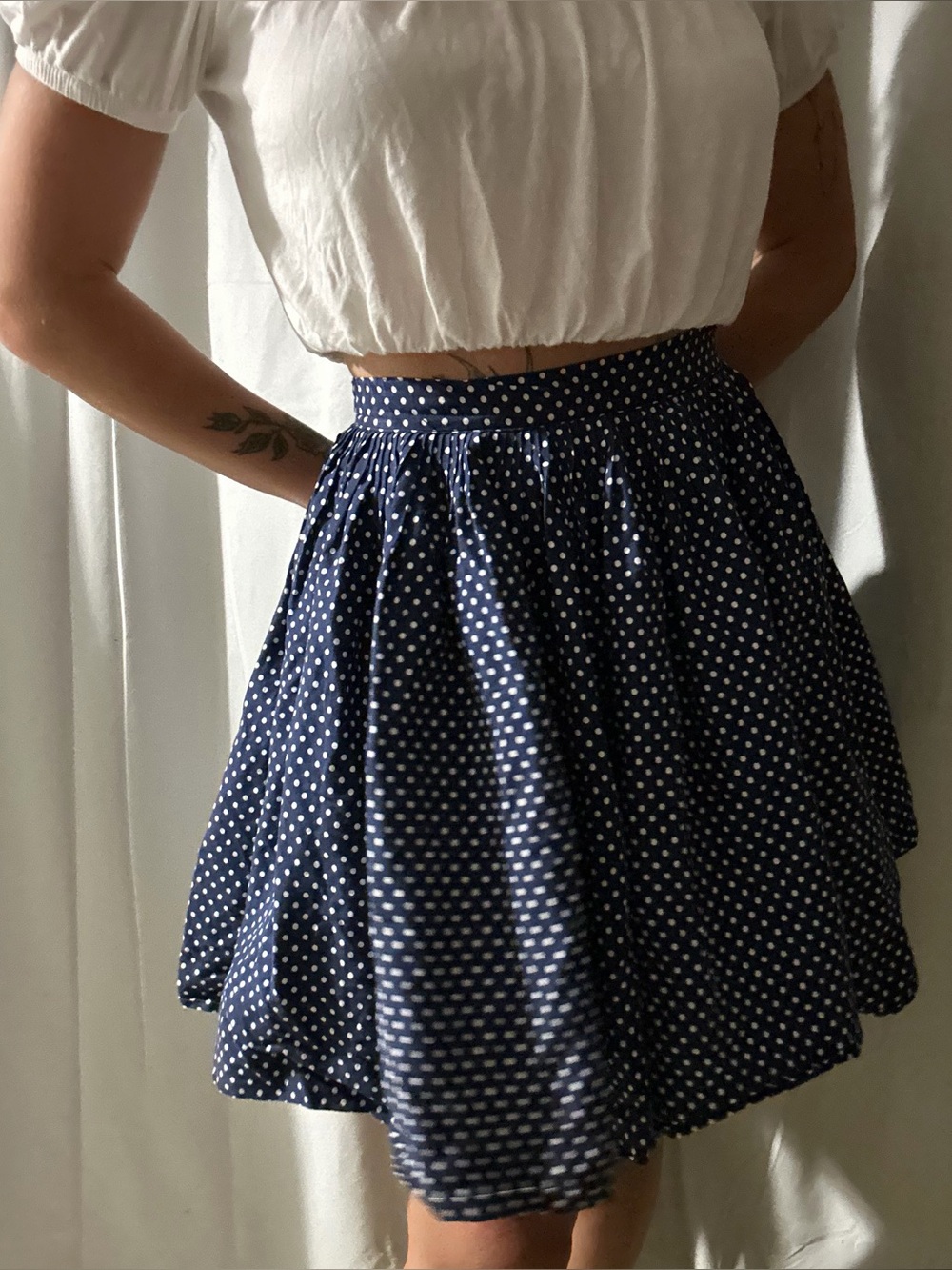 Vintage Navy Polka Dot Circle Skirt
